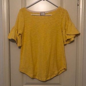 Cute yellow flutter sleeve